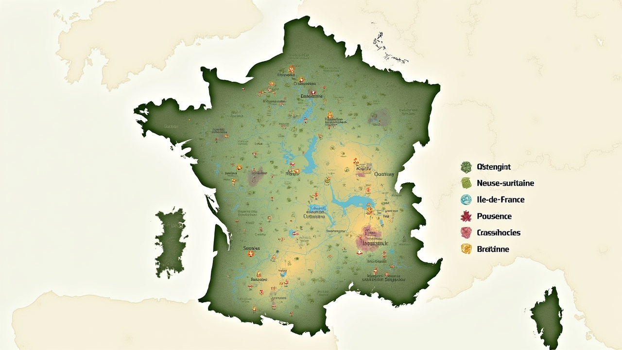 Carte des régions de cueillette en France